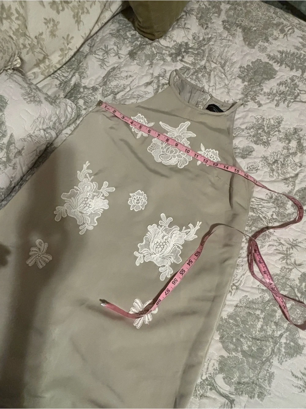 Victoria Beckham x Target girls sz XL khaki sage mist sundress floral appliqués